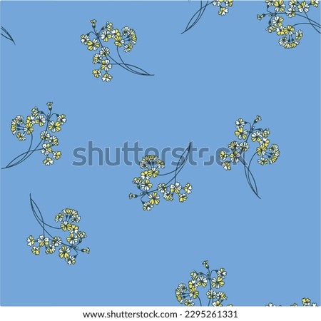 seamless small flower pattern on blue background