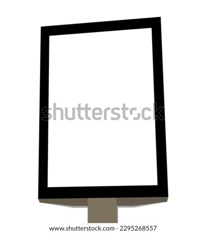 Outdoor pole vertical light box billboard isolated on white background with mock up white screen and clipping path