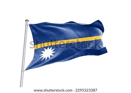 Waving flag of Nauru in white background. Nauru flag for independence day. The symbol of the state on wavy fabric.