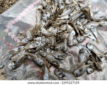 baby anchovies dried for a long time. The picture was take at plastic