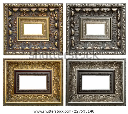 Golden and silver vintage frame isolated on white background.