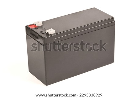 Acid Sealed Battery from Uninterruptible Power Supply. Side view. High resolution photo. Full depth of field.