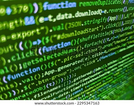 Software source code software background. Web site codes on computer m. Real Html code developing screen. Creative Js HTML. Writing programming functions on laptop