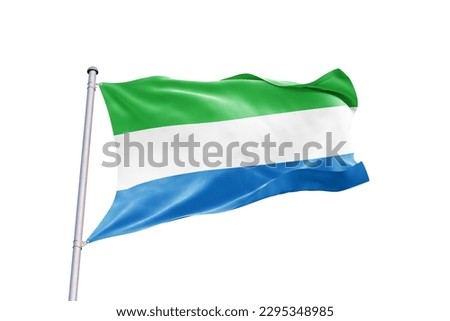 Waving flag of Sierra Leone in white background. Sierra Leone flag for independence day. The symbol of the state on wavy fabric. Royalty-Free Stock Photo #2295348985