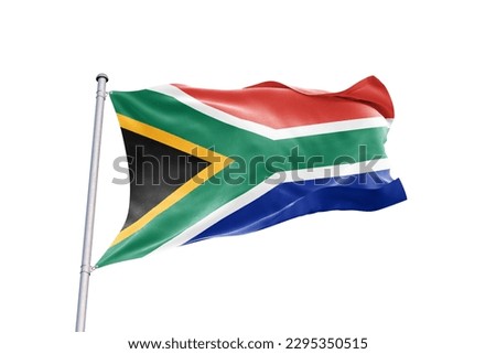 Waving flag of South Africa in white background. South Africa flag for independence day. The symbol of the state on wavy fabric.