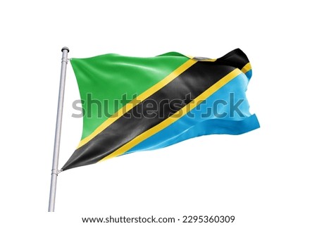 Waving flag of Tanzania in white background. Tanzania flag for independence day. The symbol of the state on wavy fabric.