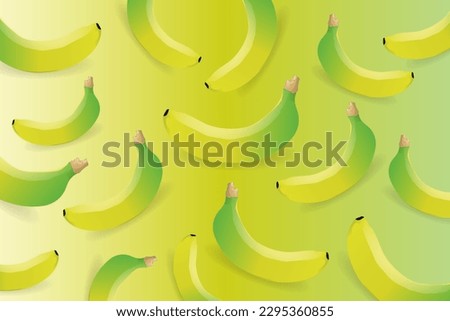 Tropical fruit concept. Vector summer pattern of bananas on a yellow background