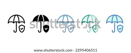 Simple vector icon on a theme umbrella and shield
