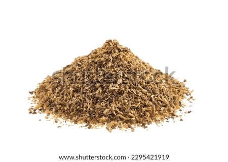 Pile of dried licorice root (Glycyrrhiza glabra), isolated on white background Royalty-Free Stock Photo #2295421919