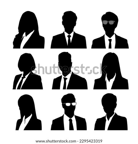 Silhouette vector icon of the upper body of several business people. Royalty-Free Stock Photo #2295423319