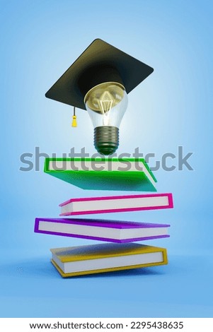 3d illustration graphics collage of realistic light bulb shaped student have brilliant idea graduate education
