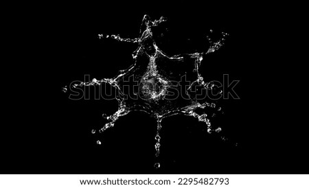 Water splash isolated on black background. Abstract shpae.