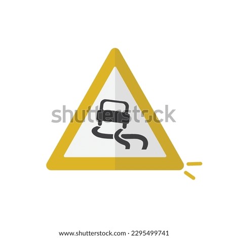 Slippery Road Sign Icon Vector Design.