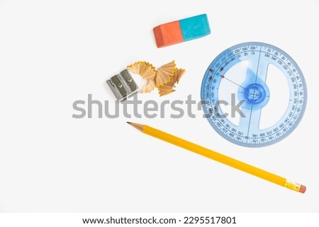 School items isolated on a white background.