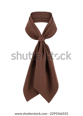 Women's brown neckerchief, knotted tie for waiters on a white background. Royalty-Free Stock Photo #2295566531