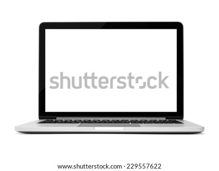 Laptop closeup on white background Royalty-Free Stock Photo #229557622