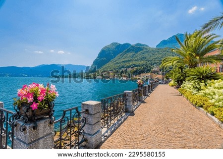 Menaggio Town Street, Lake Como, Lombardia,  Italy Royalty-Free Stock Photo #2295580155