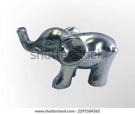 silver Elephants ornament closeup on white background