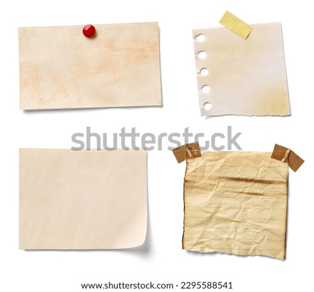 close up of  a vintage note paper on white background Royalty-Free Stock Photo #2295588541