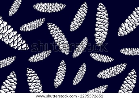 Pine cone pattern, vector illustration of scattered pine cones