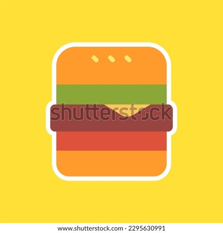 Burger flat design vector illustration. cartoon hamburger