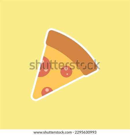 cartoon sliced pizza flat design vector illustration. Pizza slice isolated on color background. Pizza in flat style. Italian food. Vector stock