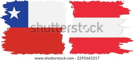 Austria and Chile grunge flags connection, vector