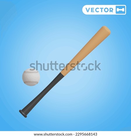 baseball 3D vector icon set, on a blue background