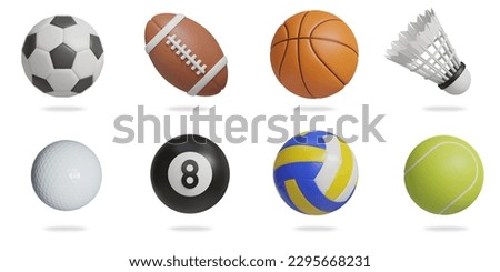 sport 3D vector icon set.
soccer ball,rugby ball,basketball,shuttlecock,golf ball,snooker ball,volleyball,tennis ball Royalty-Free Stock Photo #2295668231