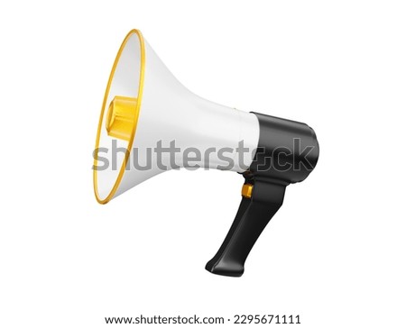 Loudspeaker or white horn megaphone gold and black megaphone as notification speaker icon communication loud ads Simulate 3D Visualization - Clipping Path
