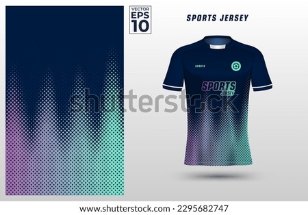 Navy t-shirt sport design template with abstract gradient halftone pattern for soccer jersey. Sport uniform in front view. Tshirt mock up for sport club vector Illustration Royalty-Free Stock Photo #2295682747