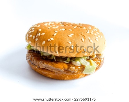Pork hamburger ready to eat on white background