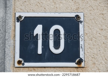 number 10  on a house, La Nucia, Alicante Province, Costa Blanca, Spain