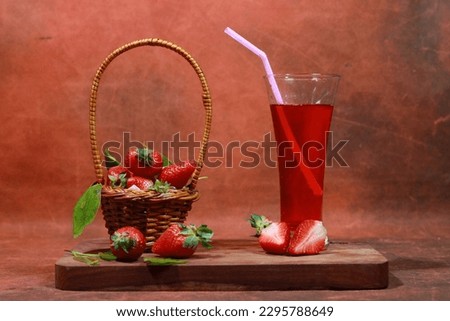 Fine arts photography still life of a strawberry juice 