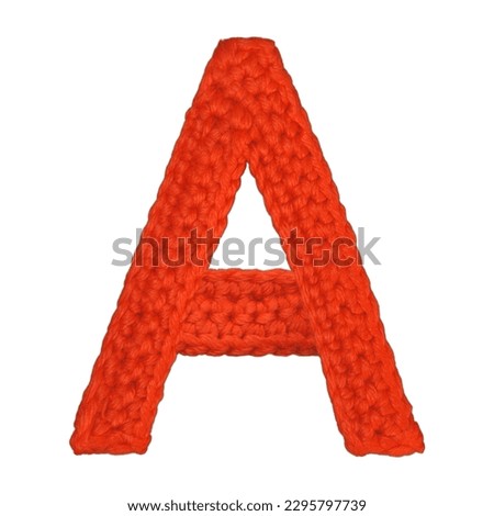 Knitted Red Ukrainian Letter А (A) Isolated On White Background