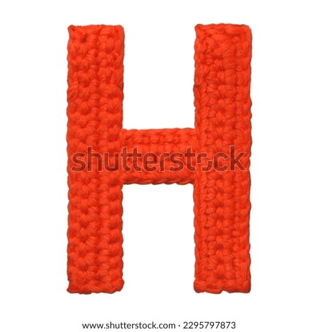 Knitted Red Ukrainian Letter Н (N) English Letter H Isolated On White Background