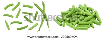 Green beans isolated on a white background , Top view. Flat lay Royalty-Free Stock Photo #2295806091