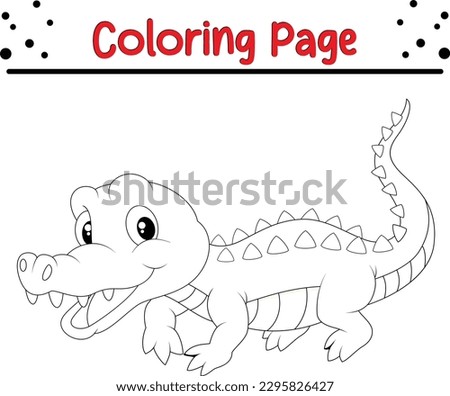 Crocodile coloring page cartoon vector art and illustration. baby Crocodile coloring book