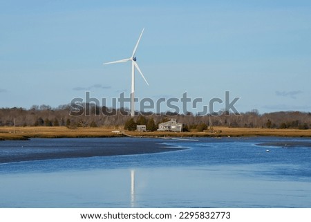 Wind turbine at north river Marshfield MA USA
