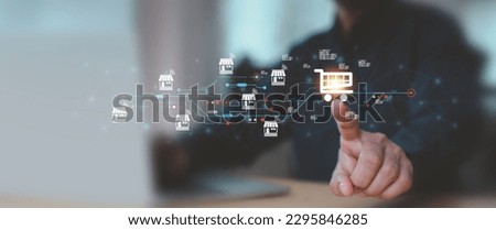 Franchise business e-commerce online e-marketplace or digital marketing branch expansion for growth or use technology to analyze product consumer data website management plan for sale service concept. Royalty-Free Stock Photo #2295846285