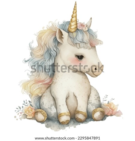 Watercolor Unicorn Clip Art Isolated