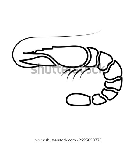 Shrimp icon in outline style, fresh sea food. Isolated on white background. Vector illustration.