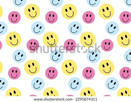 Doodle smile character pattern , seamless background , pastel color vector for design. Royalty-Free Stock Photo #2295874311