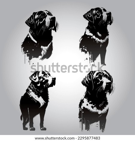 Dog Silhouette. Line art. Template. Close-up. Clip art. Hand Painting. Ink.