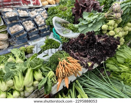 Ranges of different vegetables in the market