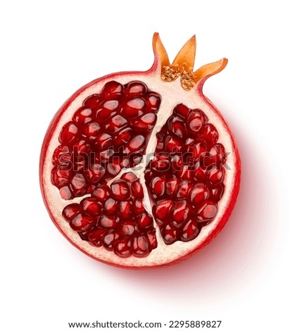 Pomegranate half isolated on white background, top view Royalty-Free Stock Photo #2295889827