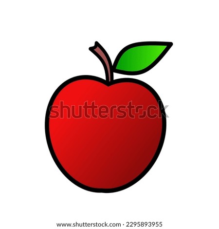 Red apple with green leaf, flat design vector icon. Healthy Fruit Symbol.