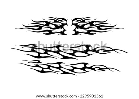 Tribal hotrod muscle car silhouette flame graphic for car hoods and sides. Can be used as decals, mask and tattoos too.