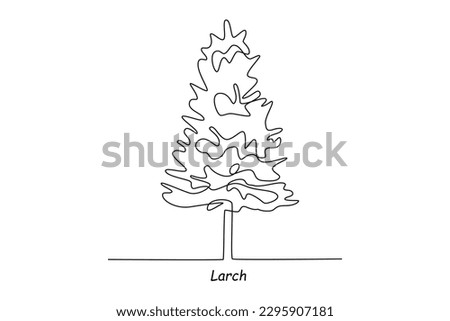 Single one line drawing larch tree. Tree concept. Continuous line draw design graphic vector illustration. Royalty-Free Stock Photo #2295907181
