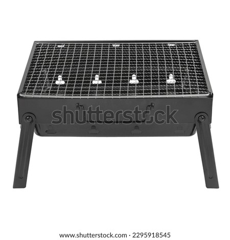 charcoal grill with barbecue and removable bottom isolated on a white background, side view Royalty-Free Stock Photo #2295918545